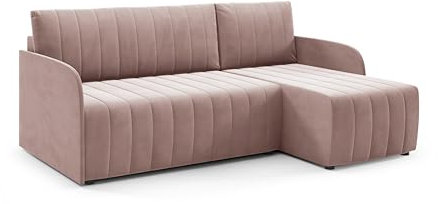 LIKMA Schmutziges Rosa Ecksofa Otto Slim 208x145 cm mit Schlaffunktion (200x140 cm) Eckcouch mit Bettkasten Wohnlandschaft mit Bettkasten Bettsofa mit Stauraum Polstermöbel Sofa 3 Sitzer