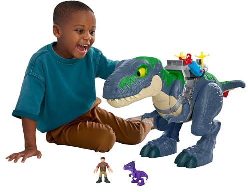 Fisher-Price Imaginext Jurassic World: Die Wiedergeburt Dinosaurier Spielset, Ultimate Action Chomp T.rex, ca. 46 cm großes Dinosaurierspielzeug mit Licht, Geräuschen, JGR40