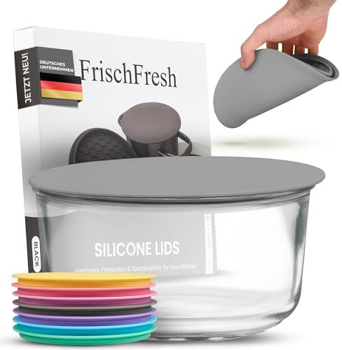 Frischfresh 20cm Grau, flexibler Deckel, Frischhaltedeckel, Untersetzer für Töpfe, Schüsseln, Pfannen, Luftdicht, Lichtdicht, platzsparend, lange Haltbarkeit, mikrowellengeeignet BPA-frei -40°C +200°C