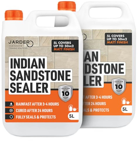 Jarder Indian Sandstone Patio Sealer 2 x 5L - Seal and Protect Your Patio, Driveway and Paths for up to 10 Years - Weatherproof Sealant Solution - Covers 100m2