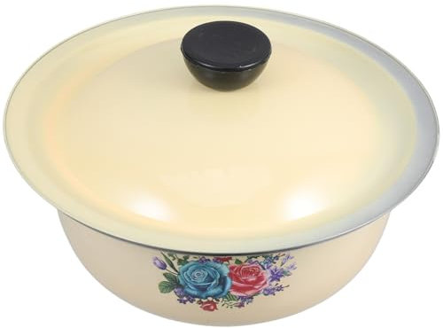 OFFSCH Bol Traditionnel Chinois En Émail Avec Bec Verseur Et Couvercle Ustensiles De Cuisine Multifonctions Pour Mélanger Servir Style Rétro Vintage