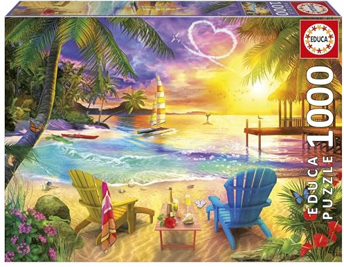 Educa - 1000-teiliges Puzzle für Erwachsene | Strand der Liebe. Inklusive Fix Puzzle-Kleber. Maße: 68 x 48 cm. Ab 14 Jahren (20255)