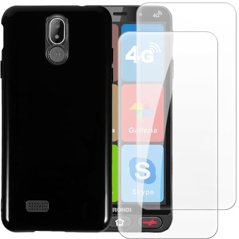 Set 2 Pellicole in Vetro Temperato + Custodia TPU Compatibile con Brondi Amico Vero 4G, Cover Antiurto e Proteggi Schermo Incluso