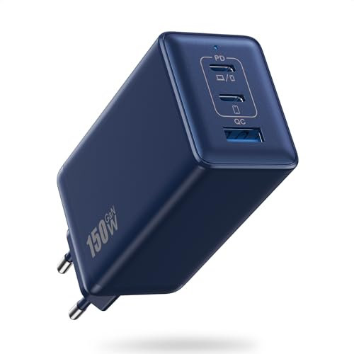 150W Chargeur USB C, 3 Ports PD+PPS 100W Chargeur Rapide avec GaN IV Tech Compact Prise USB C Multiple Adaptateur Laptop Compatible avec MacBook Pro/Air, i-Pad, iPhone16/15, Galaxy S24 Ultra, Dell XPS