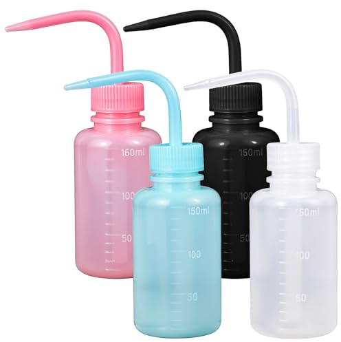 guduling 4 Stück Quetschflasche mit Düse 150 ml, Kunststoff Spritzflasche | Tattoo Flasche, Laborflasche, Squeeze Flasche, Tattoo Quetschflaschen für Pflanzenbewässerung Laborreinigung (Mehrfarbig)