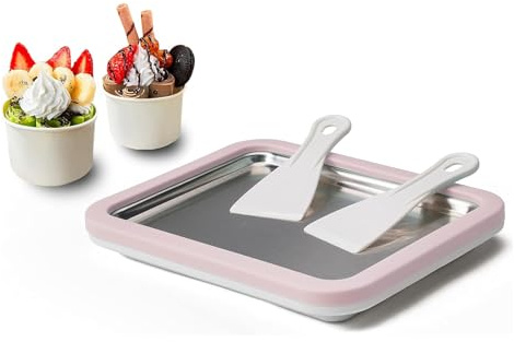 Funtime Gifts Ice Cream Maker - Instant Ice Cream Roll Maker, Aluminium Alloy DIY Roller Pan with 2 Scrapers
