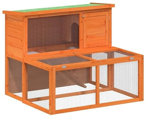 Kaninchenstall aus Massivholz Kiefer | 102x90x84,5 cm | Robust & Langlebig für Innen- und Außenbereich | Ideal für Kleintiere wie Kaninchen und Meerschweinchen | Natürliche und Sichere Unterkunft