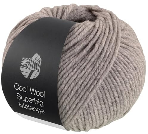 LANA GROSSA Meilenweit Superbig Melange | Extrafeine Merinowolle, waschmaschinenfest und filzfrei | Handstrickgarn aus 100% Schurwolle (extrafine) | 50g Wolle zum Stricken & Häkeln | 80m Garn FB 215