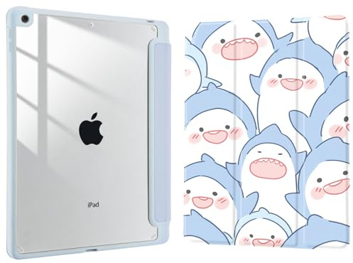 Joyland for iPad 10th Generation Case 10.9 inch 2022/iPad (A16) 11th Gen 11 Inch 2025 with Pencil Holder,Cartoon Animal Penguin Shockproof Cover Clear Transparent Back Shell Auto Wake/Sleep,Blue