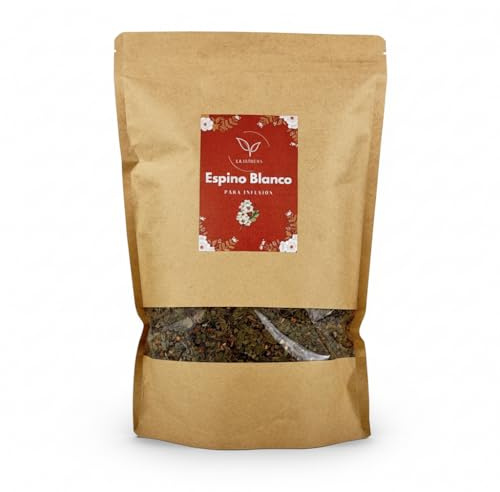 Espino Blanco Seco a Granel 100% Natural – Hojas y Flores de Crataegus Monogyna – Ideal para Infusión Relajante y Salud Cardiovascular (1000 g, Espino Blanco)
