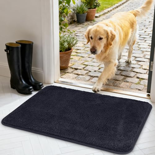 AUAUY 50x80 cm Fußmatte für Innen und Außenbereich, rutschfest, Dunkelgrau | Rutschfest, Schmutzfänger Türmatte, Maschinenwaschbar, für Eingangsbereich, Küche, Wohnzimmer, Schlafzimmer, Badezimmer