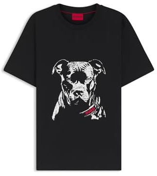 HUGO Herren Dubrox T-Shirt aus Baumwoll-Jersey mit Hunde-Artwork