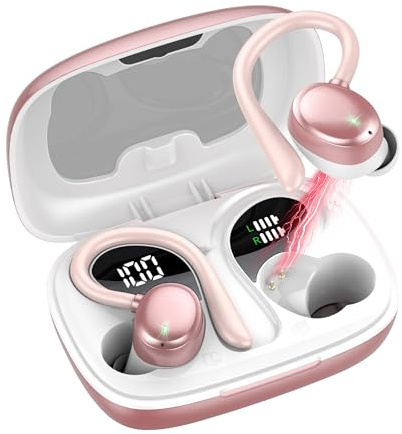 Ear buds Wireless Earbuds, Bluetooth 5.3 Headphones 2025 Wireless Headphones with Earhook, Deep Bass, Dual LED Display, 72Hrs Playtime, 4 ENC Noise Cancelling Mic, Earbuds with IP7 Waterproof, USB-C