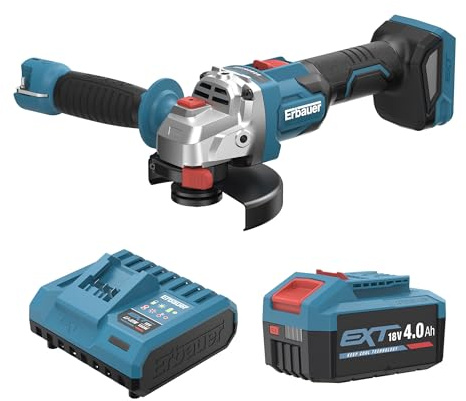 Erbauer Meuleuse sans Fil 18V 4Ah 125mm, Batterie et Chargeur Inclus | Meuleuse d'Angle, ERI1083GRD, Brushless