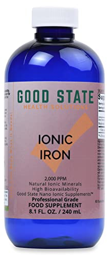 Good State | Ionic Iron | Natural | Nano Sized Mineral Technology | Professional Grade | Supports Healthy Heart, Skin & Bones | 48 Servings at 10 mg, Plus 2 mg Fulvic Acid | 8 Fl oz Bottle