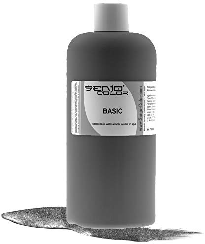 Senjo Color Basic Bodypainting Farbe metallic I Kosmetische Körperfarbe wasserlöslich I Liquid für Airbrush und Pinsel I 500ml (Silber)