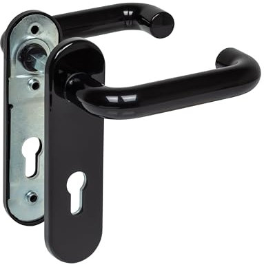 Hörmann FS 498165 Garniture de poignée D-110 avec plaque courte PZ, palier coulissant en polyamide noir (garniture de poignée de protection incendie pour porte coupe-feu/porte polyvalente