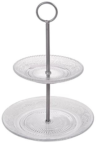 SIDCO Etagere Glas mit 2 Etagen Servierplatte Etagenständer Etagenplatten 2 Teller