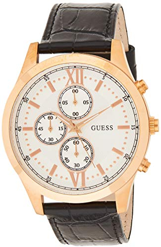 Guess Herren Chronograph Quarz Uhr mit Leder Armband W0876G2