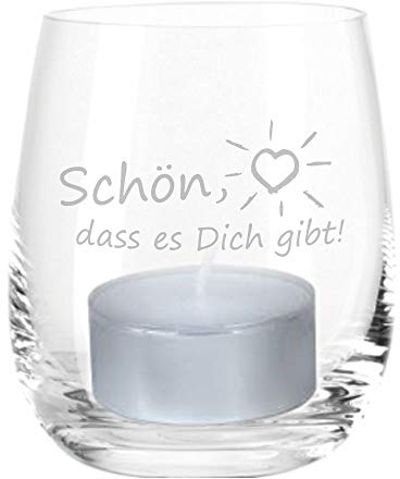 Windlicht Schön, DASS es Dich gibt, Windlicht mit Spruch und Geschenkebox, Teelichtleuchter, Glaswindlicht, Geschenkidee, (Glas)