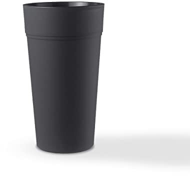 Teraplast Stem Hauteur 80 cm – Vase haut d'extérieur et intérieur en plastique mat, couleur anthracite, 100% recyclable avec réserve d'eau. Porte-pot haut à base circulaire.