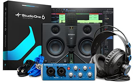 PreSonus AudioBox Studio Ultimate Bundle, Audio-Interface, Mikrofon, Kopfhörer, Monitore und Software