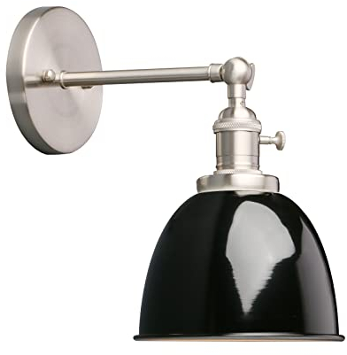 Phansthy Wandleuchten Retro Wandlampe aus Metall Deckenhalbkreis mit Schalter Verstellbar Wandspot E27 Moderne Wandleuchte Innen für Schlafzimmer Flur Eingang Wohnzimmer Küche(Schwarz)