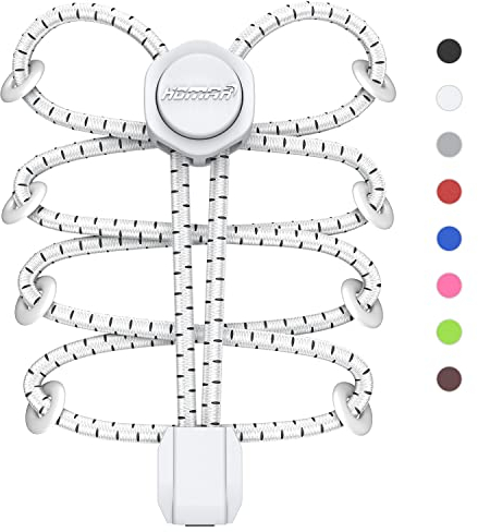 HOMAR Cordones Elásticos para Zapatillas Reflectante Cordones de Zapatos con Sistema de Autobloqueo para Niños Adultos Cordones sin Nudo de Cierre Rápido para Zapatillas Deporte