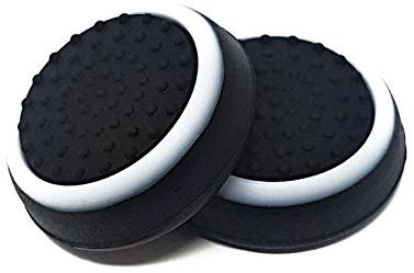 1 x PAIR of Controller Thumb Grips for PS4 / XBOX ONE / PS3 / 360 [Black w/White Ring]