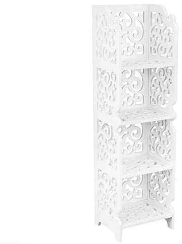 PrimeMatik - Holz-Kunststoff Regal Stehregal Standregal Steckregal Bücherregal mit 4 Regalen Weiss 24x20x85cm
