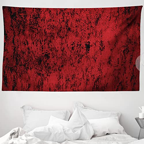 ABAKUHAUS Rot und Schwarz Wandteppich und Tagesdecke, Grungy Zusammenfassung aus Weiches Mikrofaser Stoff Waschbar ohne Verblassen Digitaldruck, 230 x 140 cm, Schwarz-Rot