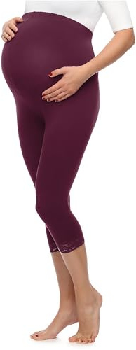 Be Mammy 3/4 Umstandsleggings aus Viskose BE20-161 (Weinrot, M)