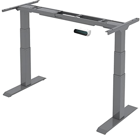 SANODESK Premium Line- höhenverstellbarer Schreibtisch tischgestell mit Hohe Tragfähigkeit 150KG -3-Fach-Teleskop Schreibtisch Höhenverstellbar Elektrisch, mit 4 Memory-Steuerung (Grau)