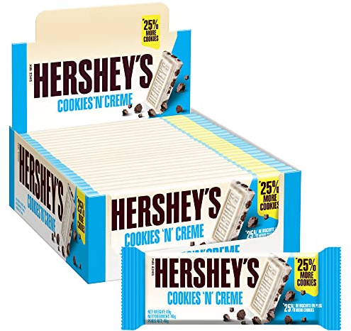 Hershey's Cookies 'n' Creme, 24er Pack (24 x 40g) – Zartschmelzende weiße Schokolade mit knusprigen Keksstückchen