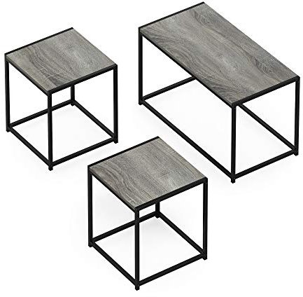 Furinno Camnus Modernes Wohnzimmertischset mit einem Couchtisch und zwei Beistelltischen, 40 x 76.2 x 44.45 cm