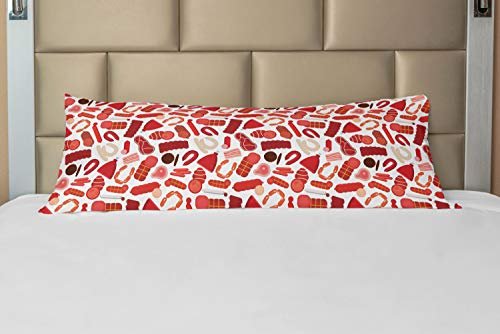 ABAKUHAUS Speck Körper Kissenbezug mit Reißverschluss, Appetitlich Schweinefleisch Schinken, Deko-Akzent Langer Kissenbezug, 53 x 137 cm, Mehrfarbig