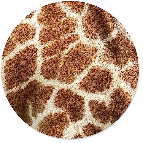 Tapis de Souris au Design de girafes I Ø 22 cm Rond I Motif Animal imprimé Peau I Tapis de Souris pour Jeux Bureau I Plastique essuyable I antidérapant Fin I dv_824