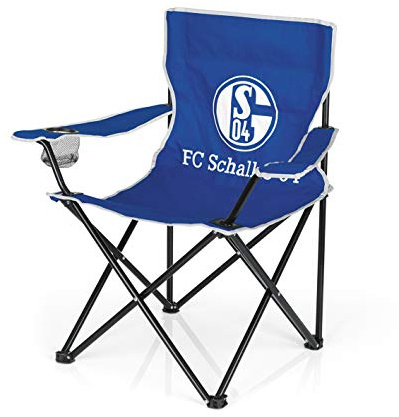 Schalke 04 Campingstuhl | Wasserabweisend & robust, faltbar | S04 Fanartikel belastbar bis max. 100 kg [Blau/weiß mit Logo]