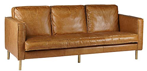 Vintage Line Cocktailsofa Kelso 3-Sitzer Echtleder Hell Leder Clubsofa Loungesofa