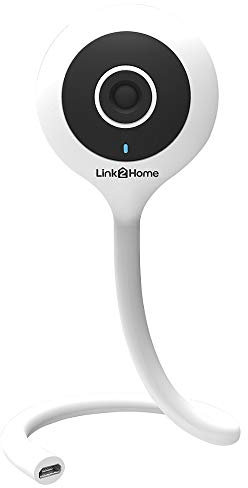 Link2Home WiFi Indoor USB Camera with Flexible Neck, Audio, Temperature and Motion Sensor – For Home Security, Baby Monitor, Pet Cam (White)