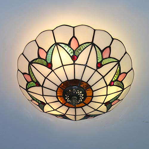 Skyweel 30,5 cm Vintage Kronleuchter Licht Tiffany-Stil Deckenleuchte Buntglas Unterputzmontage Deckenleuchte Lampen (mit Erddraht)