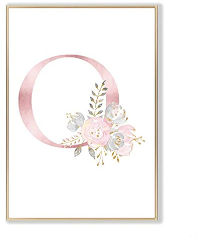 SXKJ Pépinière mur Art peinture personnalisé lettre O affiche et impressions fleur rose toile peinture mur photos bébé chambre décor à la maison-40x60 cm pas de cadre