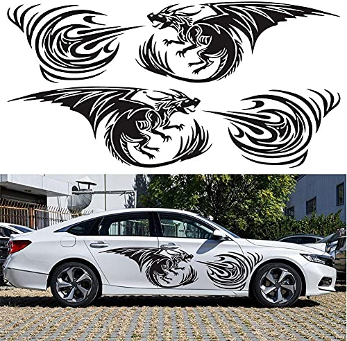 vitihipsy Auto Aufkleber DIY Auto Aufkleber Drachen und Feuer Auto Aufkleber Tür Dekoration Wasserdicht Vinyl Karosserie Aufkleber Seitenschweller Auto Dekoration für Jeep Truck SUV Geländewagen