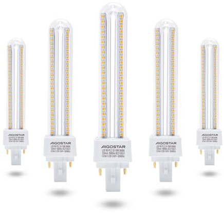 Led Warmweiß 15W PLC G24 Leuchtmittel Mains Birne Lampe 3000K 1620 Lumen Abstrahlwinkel 360 Grad 2U Glühbirnen 5 Stücke Energiesparsam