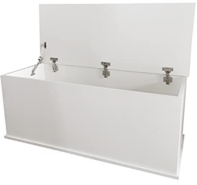 VDD Caja de madera para juguetes, 100 cm de ancho, color blanco