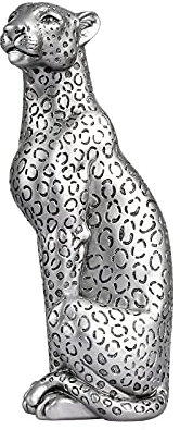 Polyroyal Gepardenstatue - Heimdekoration Leopard Skulptur aus Harz, sitzende Gepardenfigur, Schreibtisch- und Tischornament, Dekoration für Zuhause und Büro, Silber