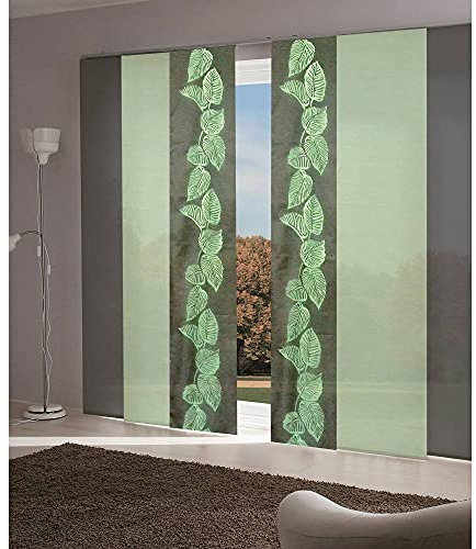 MADECOSTORE Panneau Japonais Tamisant Feuilles Chocolat Vert - Chocolat - L50 x H260cm
