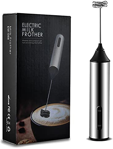 Lihuzmd Espumador de Leche de Mano, batidora eléctrica USB Recargable Mini licuadora para Matcha Latte Cappuccino Chocolate Caliente