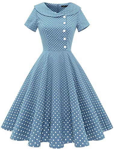 Wedtrend 50er Jahre Kleid für Hochzeitsgäste Damen Rockabilly Swing Kleid SkyBlueSmallWhiteDot WTP20007 SkyBlueSmallWhiteDot L
