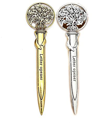 IKAAR 2 Stück Brieföffner Umschlagöffner Vintage Messer Briefmesser aus Edelstahl Rostfrei zum Öffnen von Umschlägen und Büromaterial, Accessoire für Zuhause und das Büro